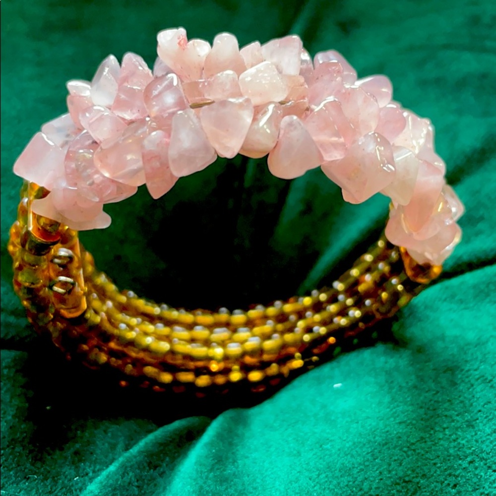 Hand Beaded Rose Quartz Brazilian Bracelet